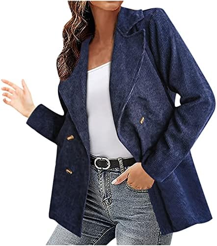 Jaquetas de Blazer Corduroy Women Fashion Fashion Plain Double Basted Winter outono Y2K Business Work Work Cropped Suacted