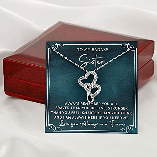 Presente de colar personalizado, colar para sempre amor, meu amor de amor e apoio da irmã Badass, presente de joalheria de aniversário da irmã, melhor colar de irmã, irmã divorciada ansiedade com saudades de casa