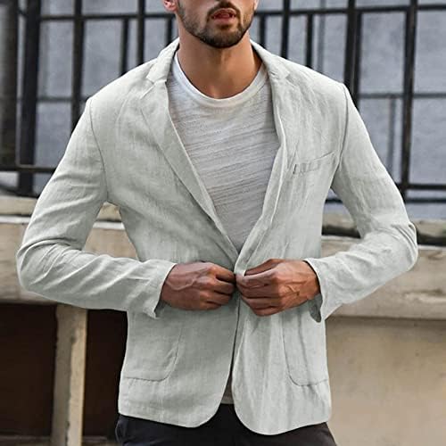 Jaquetas para homens masculino fato de linho de linho bolso de bolso sólido de manga comprida jaqueta de roupas fora de roupa