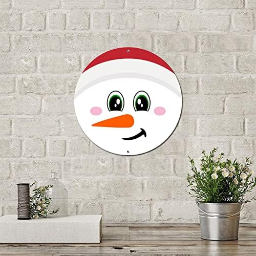 Natal feliz boneco de neve sorriso rosto vintage redonda de metal placa círculo de metal círculo placa placa decorativa home parede