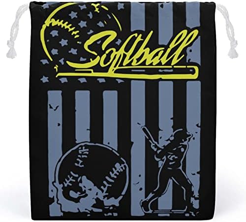 Softball dos EUA bandeira de lona Bolsa de armazenamento reutilizável Chave