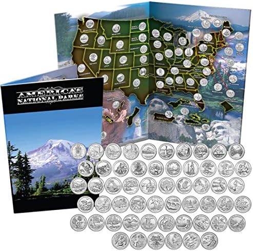 Data completa do parque nacional Conjunto America as belas moedas no livro colorido Deluxe