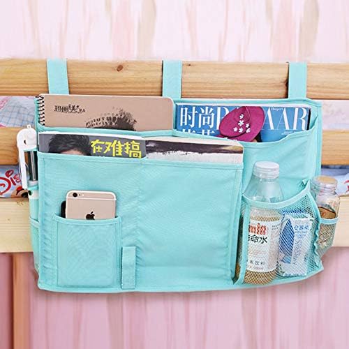 Organizador de cama de beliche YQ WHJB, caddie de armazenamento de cabeceira, bolsa suspensa para dormitórios para o hospital Rails de cama com 8 bolsos azul 50x30cm