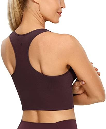 Crz Yoga High Neck Remisos Bra Sports para mulheres - Tampa de tanque de ioga de Yoga Racerback com nervuras com nervuras