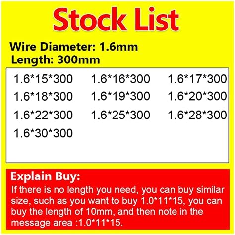 As molas de compressão são adequadas para a maioria dos reparos I Y Type Retornar compressão de mola forte Spring Pressão longa Fio de mola longa Diâmetro de 1,6 mm, comprimento 300 mm, diâmetro 15-30mm