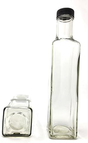 Garrafa de vidro quadrado de 250 ml com tampas de marasca e garrafa quadra