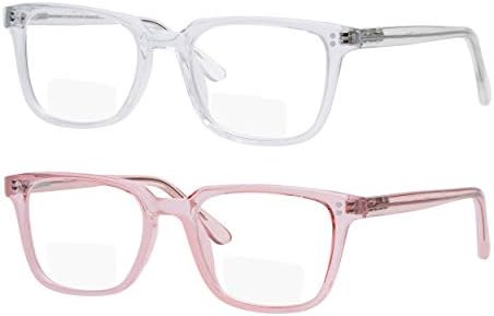 YOGO Vision 2 Pack Bifocal Reading Glasses Readers For Men Mulheres Anti -Glare óculos leves