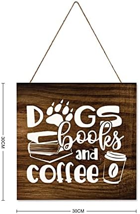Dogs Livros e café Madeira Plate Funny Quote Dog Papai Mã