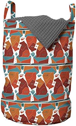 Bolsa de lavanderia nórdica de Ambesonne, vida selvagem no estilo de desenho animado do tema norte usa um design de arte colorido