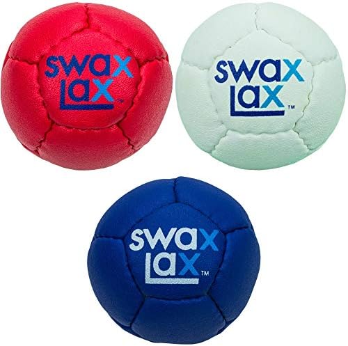 Bola de treinamento de lacrosse de pacote branco e azul LAX LAX RED RED e Blue - Bola de prática interna e externa com menos salto e rebotes - Mesmo tamanho e peso que a bola de lacrosse da regulamentação, mas macia