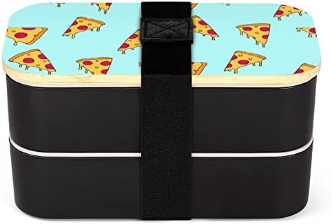 Lancheira de camada dupla de pizza com utensílios de utensílios de utensílios de utensílios Inclui 2 contêineres