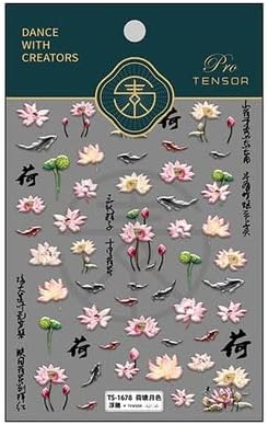 3d/5d unhas Astickers Sliders Lotus Flowers Koi Fish Caractere chinês Decorações de unhas Acessórias de manicure adesivas - Acessórios