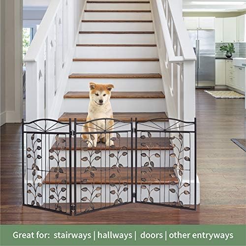 Hoovy Freestanding Metal Pet Gate: Dobrável e extensível portão de cachorro e filhote para uso doméstico e escritório | Mantém