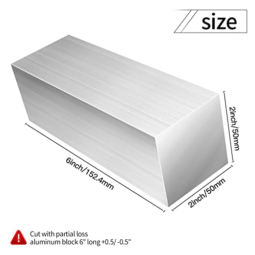 Barra plana de alumínio quadrado de 2 x 2 6 +0/ -0,5 de comprimento, 6061 Placa de propósito geral, barra de alumínio