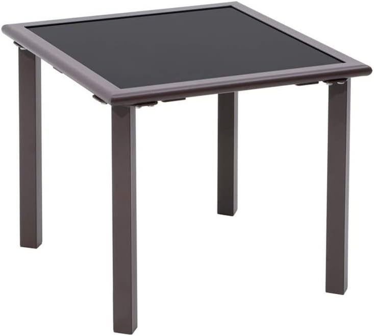 Pátio externo lateral/extremidade mesa de metal moldura quadrada bistrô mesa com mobiliário de pátio de vidro temperado para varanda,