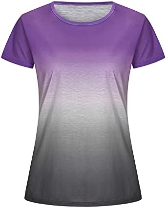 Andongnywell Women's Crew pescoço camisetas de manga curta gradiente de verão Tops