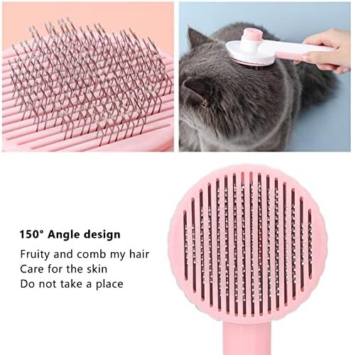 Pincel de gato lisnd, cabelo de gato de agulha grossa pentear em volta para cães rosa