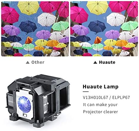 Huaute V13H010L67 / ELP67 Lâmpada de reposição com alojamento para Epson EB S12 / EB W12 / EX3210 / EX5210 / EX7210 / Powerlite 1221