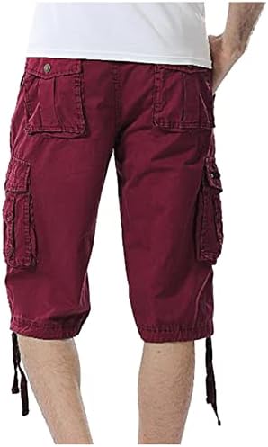 Mens Premium Swill Cargo Shorts Relaxed Fit Solid Color Solid Lighiweight Calça LOGH PLUSS TAMANHO MULTIPO POCKET