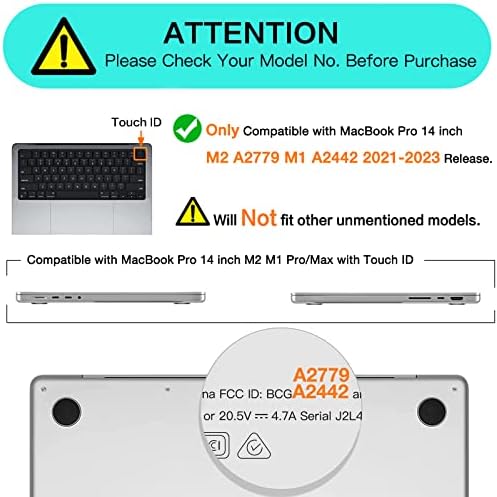 Mosis compatível com MacBook Pro 14 polegadas Caso 2023 2022 2021 Release M2 A2779 A2442 M1 PRO/MAX CHIP com ID de toque, rosa de plástico