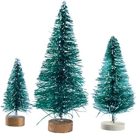 Besportble 32 PCs Mini árvore de pinheiros de árvore de Natal com bases de madeira decoração criativa para decoração de mesa para