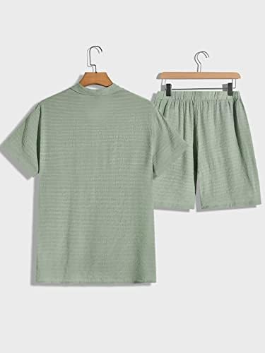 Roupas de duas peças de fioxa para homens camisa impressa listrada e shorts de cintura