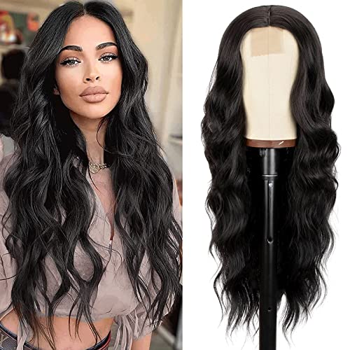 Imagismo laranja longa peruca ondulada para mulheres Parte média de 26 polegadas Curly Wavy Ginger Wig de aparência natural