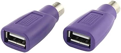 DGZZI USB para PS2 Adaptador 2pcs Purple USB fêmea para PS/2 Adaptador de conversor masculino para mouse e teclado
