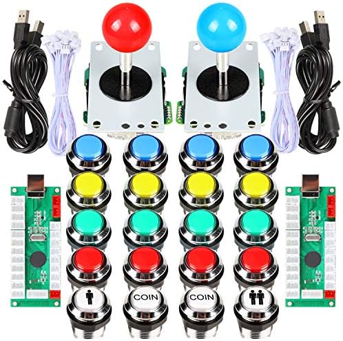 Fosiya 2 jogadores arcade joystick liderou botões Chrome para PC Arcade Gamepads & Standard Controllers Kit Mame Kit Mame