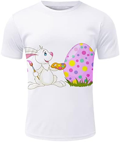 2023 New Mens Páscoa Bunny Egg Festival Digital 3D Camisa impressa camisa Top Blush Printing V Compressão do pescoço