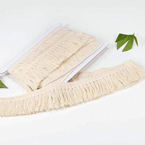 Vu100 Cotton Lace Ribbon Tassel Fringe acaba largo 1,75 polegadas, acabamento em tecido de renda por 6 jardas, embrulho