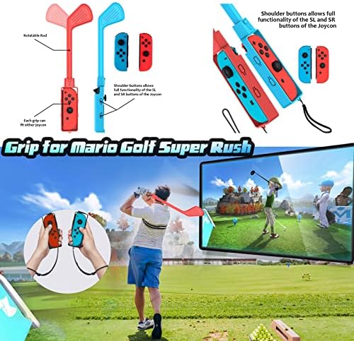 2022 Switch Sports Sports Game Accessors Bundle, Kit de esporte da família Nargos para Switch & Switch OLED: Mario Golf Clubs, Skyward Sword, Tennis Rackets, Joy Come tiras de pulso e tiras de perna