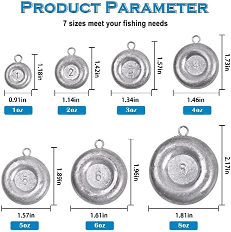 Pesos da chumbada de pesca a moedas Redonda de peixe -peixe de peixe com água salgada para pesca de fundo 1oz 2 oz 3