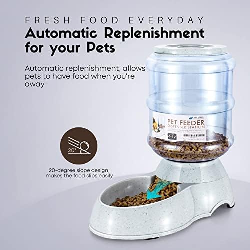 Flexzion Gravity Pet alimentador de animais dispensador de alimentos para cães gatos gatos reabastecem automático reabastecem contêiner