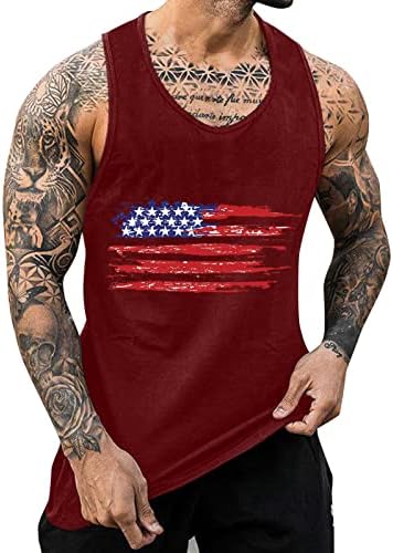 Camisas Miashui para homens embalam os homens da independência do dia de verão tanque de verão Tampa respirável de tamanho