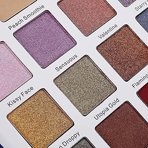 BEUSELL DE'LANCI Paleta de sombra nua, 4 fosco + 8 brilho brilhante + 4 Duo Chrome Eye Shadows Maquia