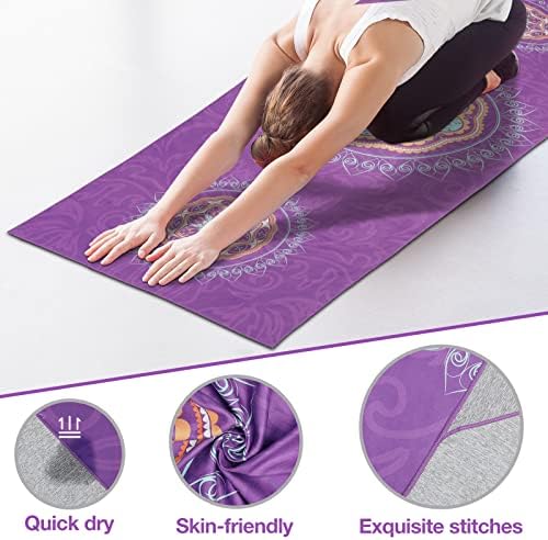 Moko Yoga Tootes, não deslize o padrão de impressão de manta de ioga de ioga que não desliza com bolso de canto para Bikram,