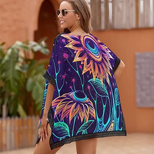 Baikutouan Alien Girassol Snack Snack Feminino Feminina Biquíni Biquíni Swimsuit Beach Swim Cover up Dress Print