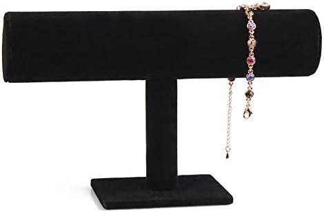 Chezmax Colares Jewelry Exibir estande de joias pairando o suporte da barra T para organização doméstica, Black Velvet