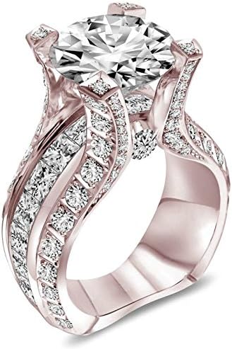 Mulheres nobres Mulheres 18k Gold rosa cheio de jóias de noivado de safira branca anel