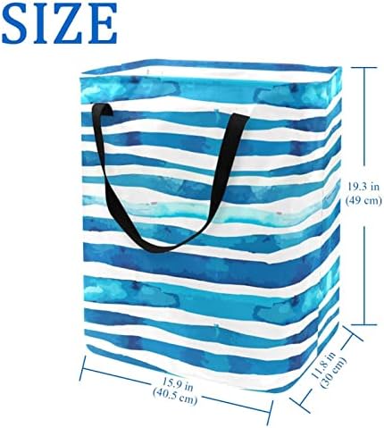 Ondas de água azul cesto de lavanderia dobrável, cestas de lavanderia à prova d'água de 60l de roupa de lavagem de roupas de