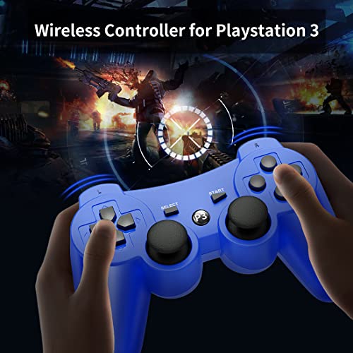 Fuilitar para PlayStation 3 Controller Wireless para controle do controlador PS3 para PS3 Remote com Double Shock 3/Motion Sensor/Bluetooth, cabo de carregador USB, 2 pacote