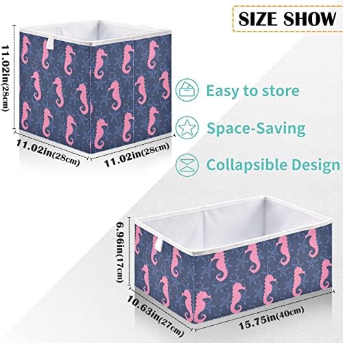VISESUNNY Coscestos de armário Seahorse e Starfish Storage Bins de tecido para organizar caixas de cubos de armazenamento dobráveis