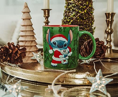 Disney Lilo & Stitch Papai Noel Caneca cerâmica | Xícara de café para café expresso, cafeína, chá | Detém 20 onças