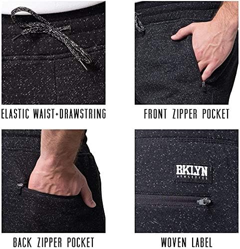 Brooklyn Athletics Men's Fleece Jogger Shorts com bolsos com zíper