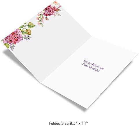 Nobleworks - 1 Cartão fofo de aposentadoria floral com envelope - Blooming Flower Decated Wood Parabéns NOTECARD - ADEWEWEN