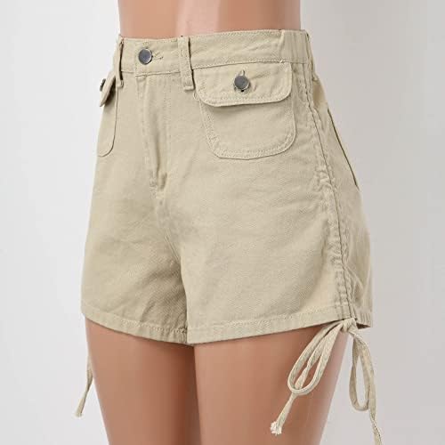 Cargo feminina curta de cintura alta shorts de jeans com bolsos jeans curtos angustiados para feminino clubwearwear