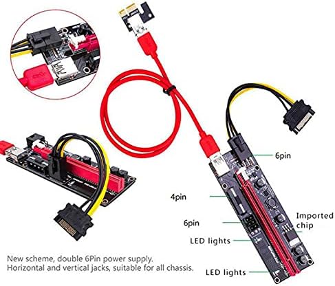 Conectores pci -e pcie riser ver 009 expresso 1x a 16x extensor pcie USB 3.0 riser 009s gpu dual 6pin adaptador cartão sata 15 pin a 6 pinos -