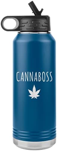 Canaboss Weed Leaf Cannabis Marijuana Dispensário Proprietário do Proprietário de Garrafa de Água Isolada 32oz BPA Free