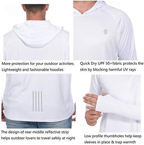 Camisas de pesca para homens de manga longa - Proteção solar SPF 50+ camaradas UV Hoodies